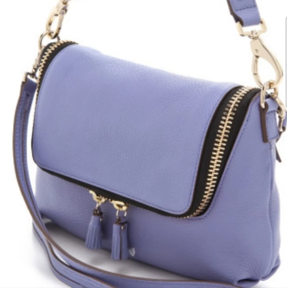 ANYA HINDMARCH Maxi Zip Satchel Leather Shoulder Bag 2Way Ribbon Tassel  Violet